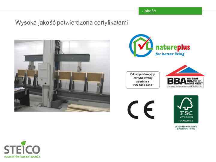 Jakość Wysoka jakość potwierdzona certyfikatami 