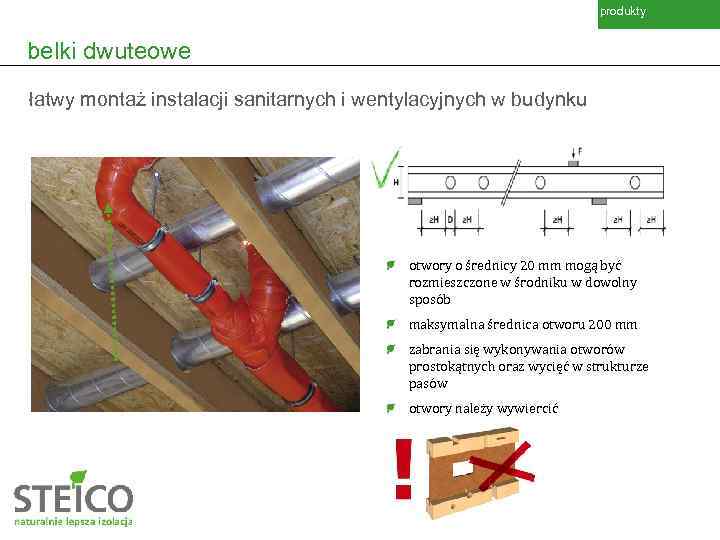 produkty belki dwuteowe łatwy montaż instalacji sanitarnych i wentylacyjnych w budynku otwory o średnicy