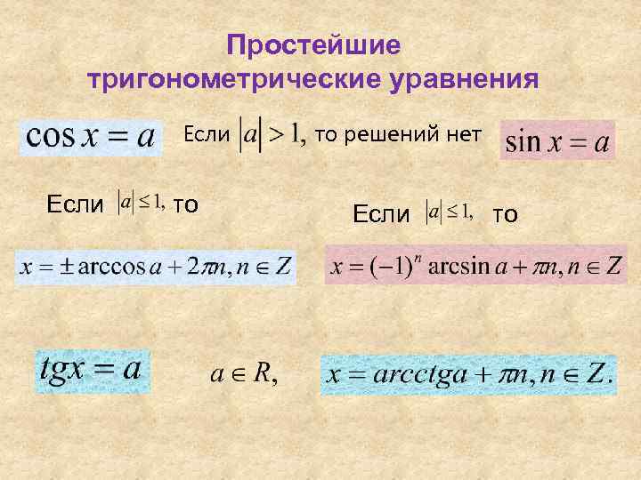 Простейшие тригонометрические уравнения