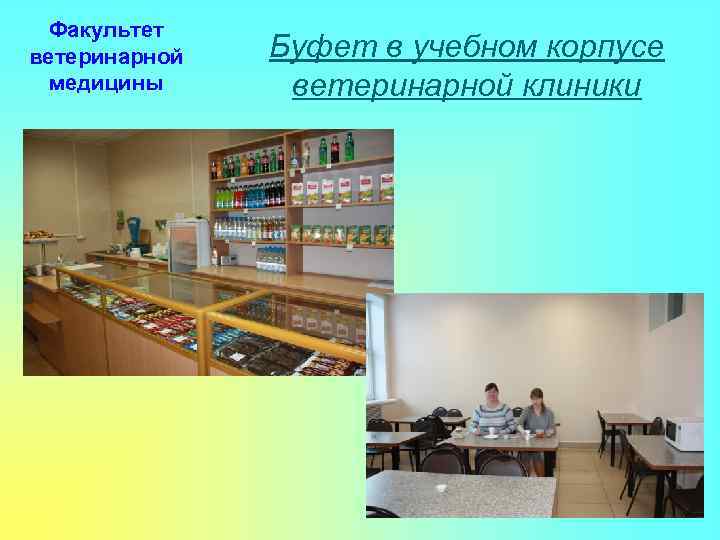 Факультет ветеринарной медицины Буфет в учебном корпусе ветеринарной клиники 
