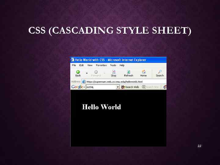 CSS (CASCADING STYLE SHEET) 22 