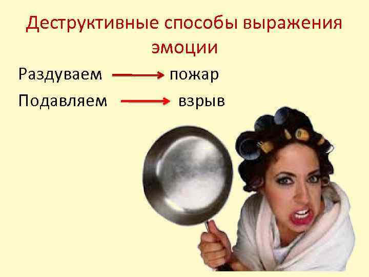 Деструктивные способы выражения эмоции Раздуваем Подавляем пожар взрыв 