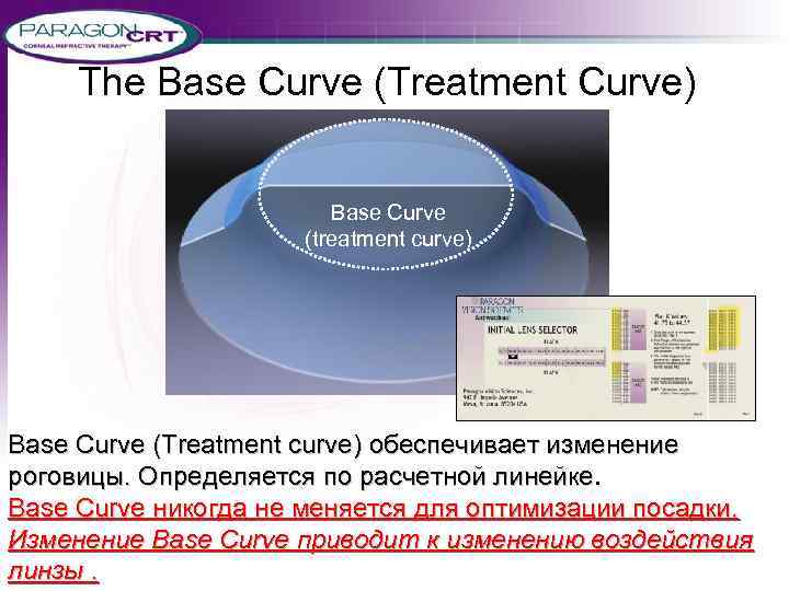 The Base Curve (Treatment Curve) Base Curve (treatment curve) Base Curve (Treatment curve) обеспечивает