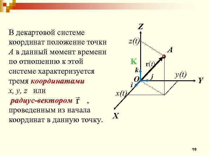 Определить координаты и положение точки