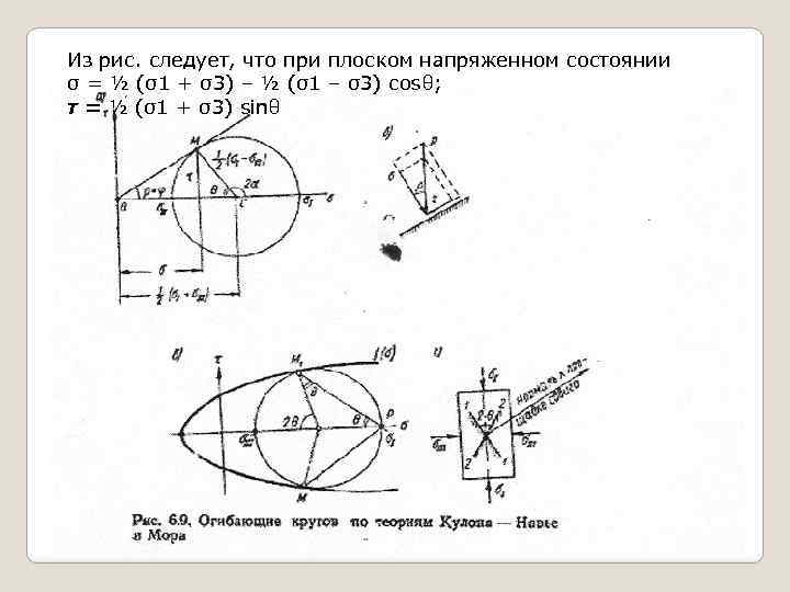 Из рис. следует, что при плоском напряженном состоянии σ = ½ (σ1 + σ3)