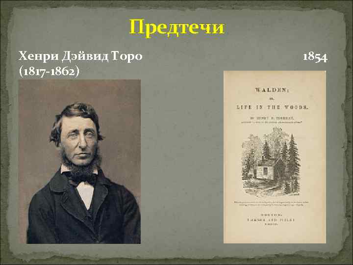 Предтечи Хенри Дэйвид Торо (1817 -1862) 1854 