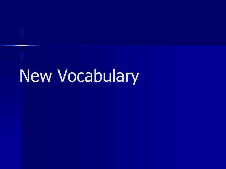 New Vocabulary 