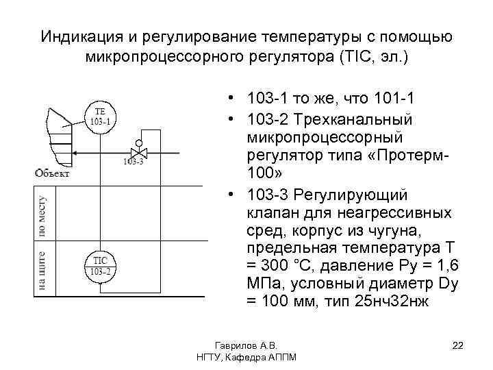 Индикация и регулирование температуры с помощью микропроцессорного регулятора (TIС, эл. ) • 103 -1