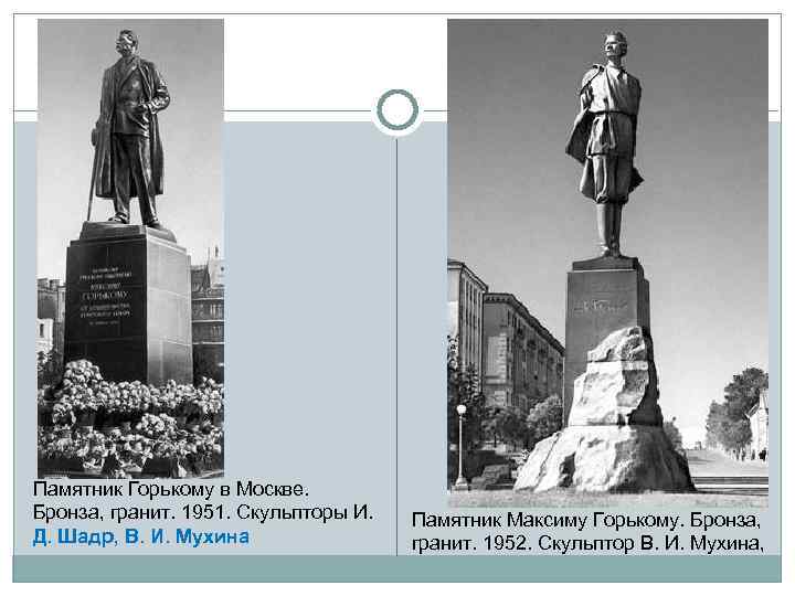  Памятник Горькому в Москве. Бронза, гранит. 1951. Скульпторы И. Д. Шадр, В. И.