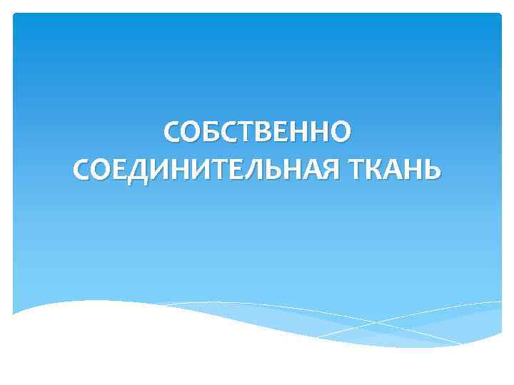 СОБСТВЕННО СОЕДИНИТЕЛЬНАЯ ТКАНЬ 