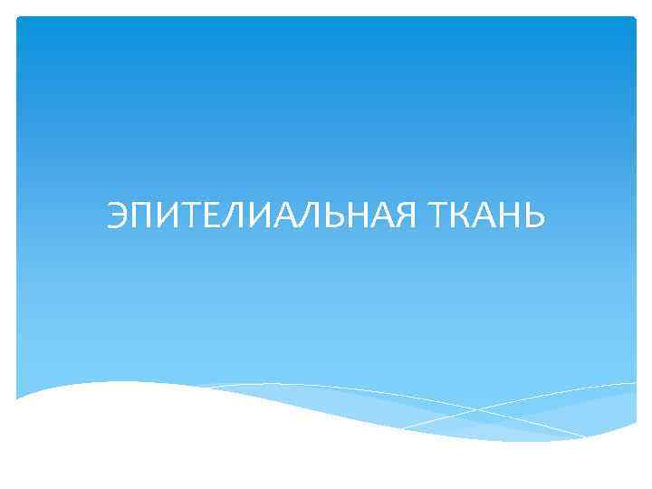 ЭПИТЕЛИАЛЬНАЯ ТКАНЬ 