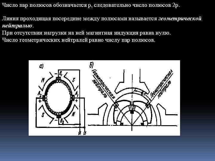 Число пар полюсов генератора. Число пар полюсов. Число пар полюсов машины. Число полюсов электродвигателя. Щетки устанавливаются на геометрическую нейтраль.