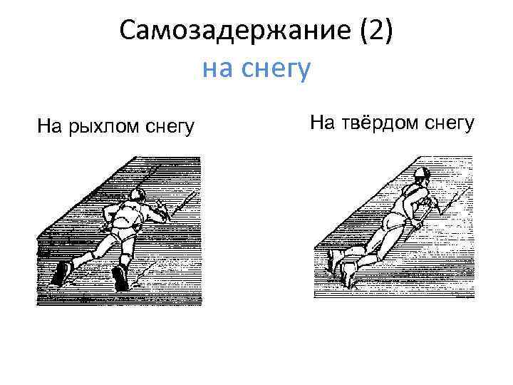 Самозадержание (2) на снегу На рыхлом снегу На твёрдом снегу 