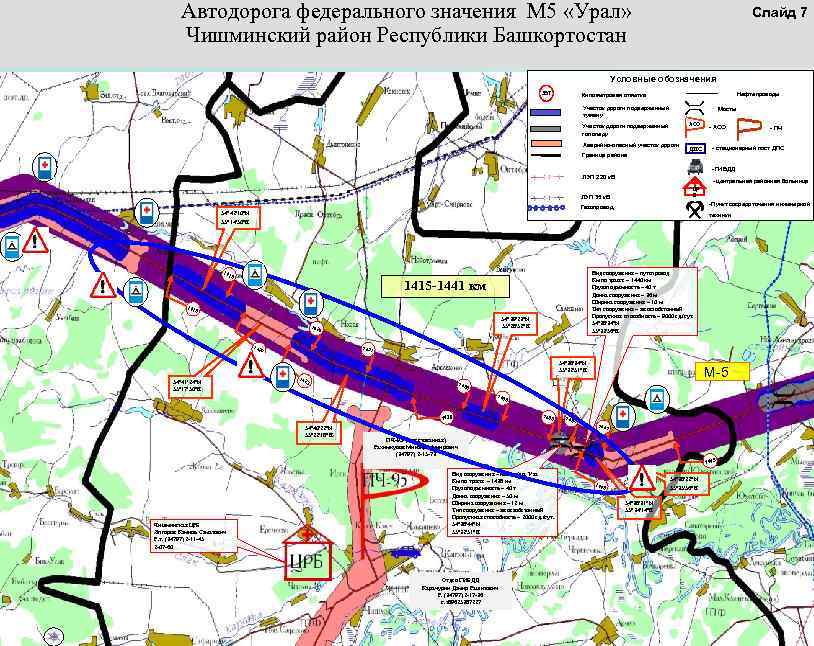 Карта с километровыми отметками