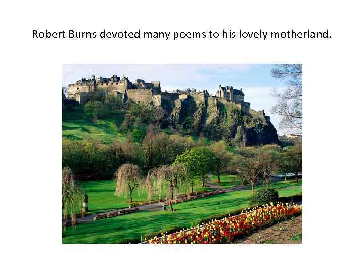 Robert Burns devoted many poems to his lovely motherland. 