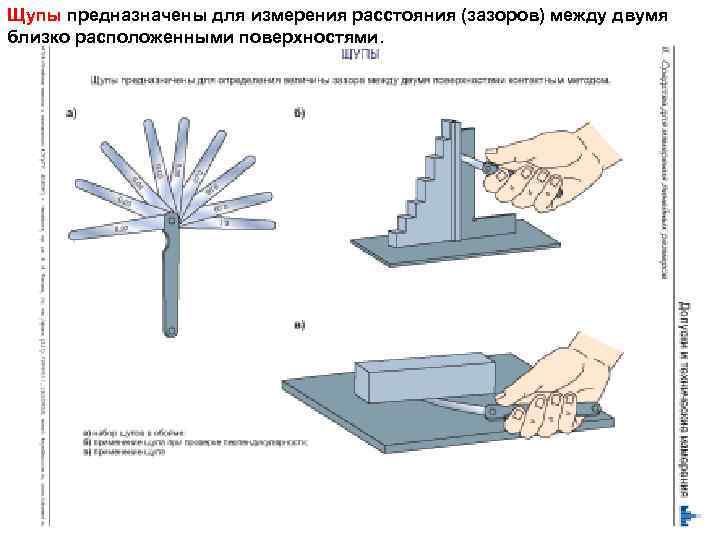 Щупы предназначены для измерения расстояния (зазоров) между двумя близко расположенными поверхностями. 