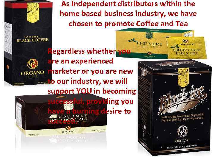 As Independent distributors within the home based business industry, we have chosen to promote