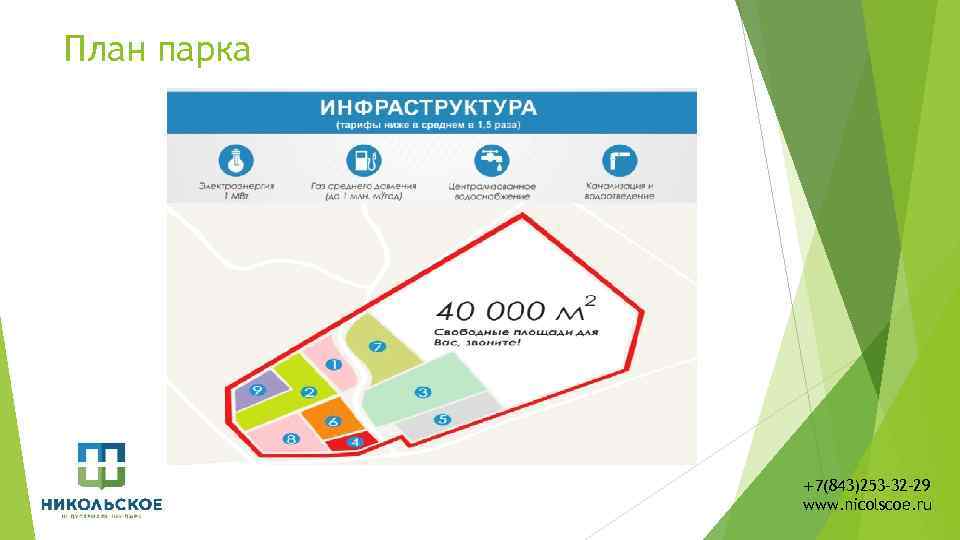 План парка +7(843)253 -32 -29 www. nicolscoe. ru 