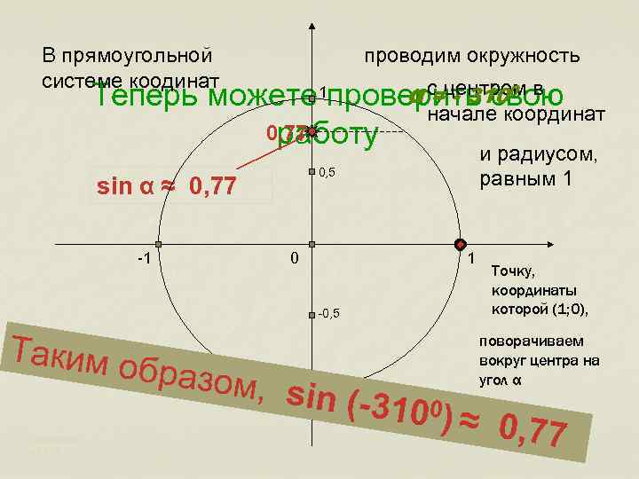 В прямоугольной системе коодинат проводим окружность α с центром в = - 3100 Теперь
