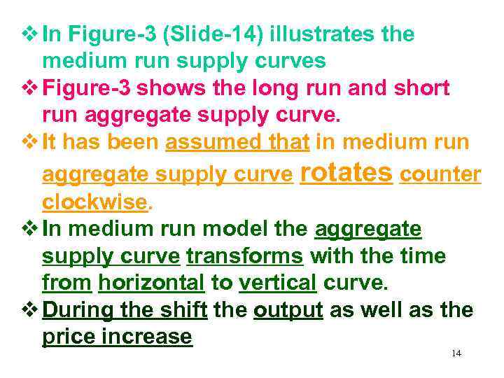 v In Figure-3 (Slide-14) illustrates the medium run supply curves v Figure-3 shows the