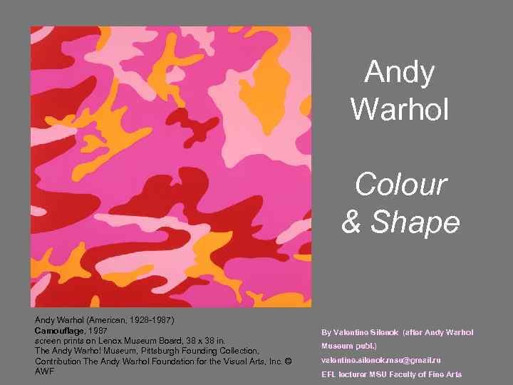 Andy Warhol Colour & Shape Andy Warhol (American, 1928 -1987) Camouflage, 1987 screen prints