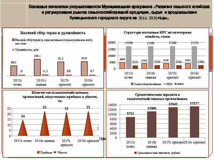 Основные показатели результативности Муниципальная программа «Развитие сельского хозяйства и регулирование рынков сельскохозяйственной продукции, сырья