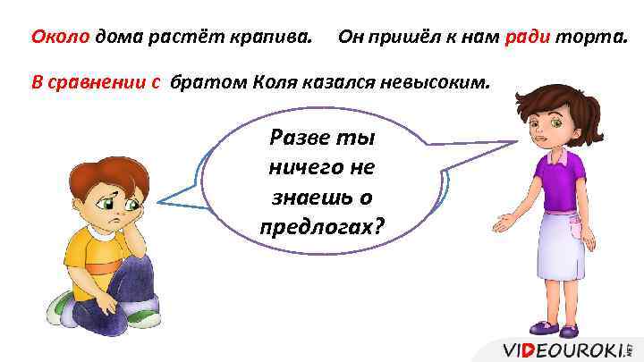 Около дома растёт крапива. Он пришёл к нам ради торта. В сравнении с братом