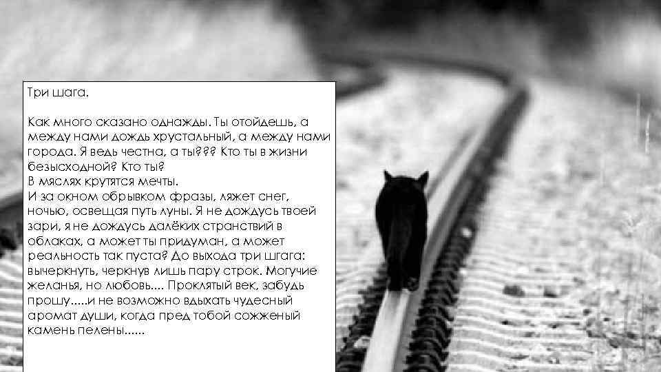 Три шага. Как много сказано однажды. Ты отойдешь, а между нами дождь хрустальный, а