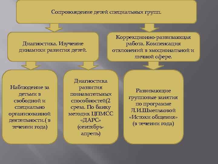 Сопровождение детей специальных групп. Диагностика. Изучение динамики развития детей. Наблюдение за детьми в свободной