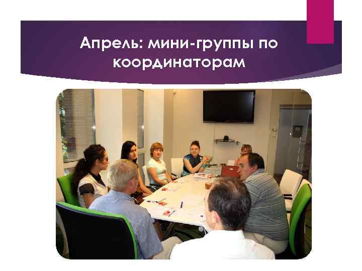 Апрель: мини-группы по координаторам 