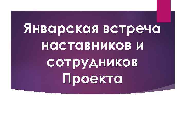 Январская встреча наставников и сотрудников Проекта 