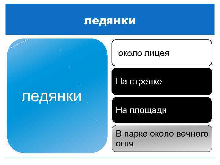 ледянки около лицея На стрелке ледянки На площади В парке около вечного огня 