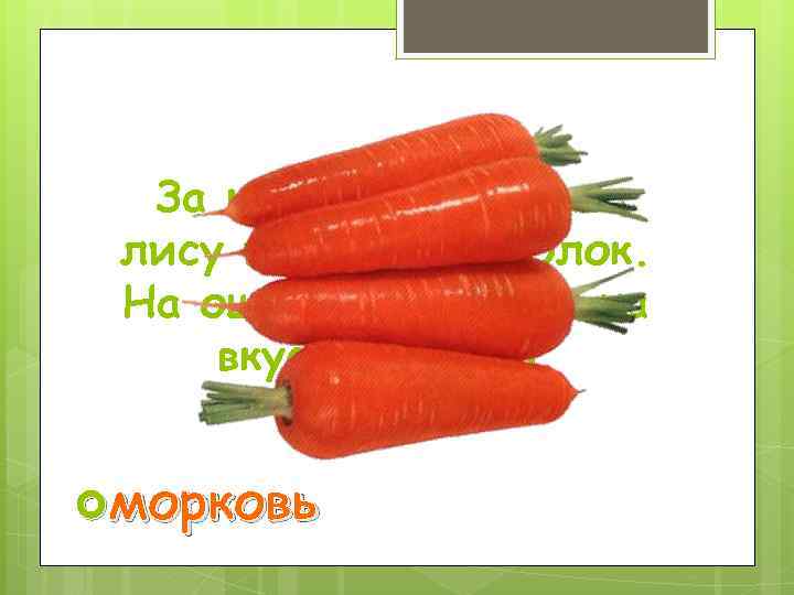 За кудрявый хохолок лису из норки поволок. На ощупь – гладкая, на вкус –