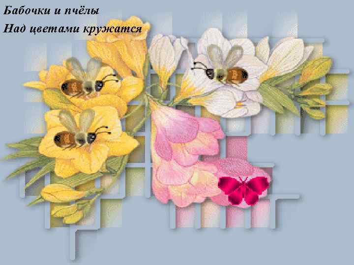 Бабочки и пчёлы Над цветами кружатся 