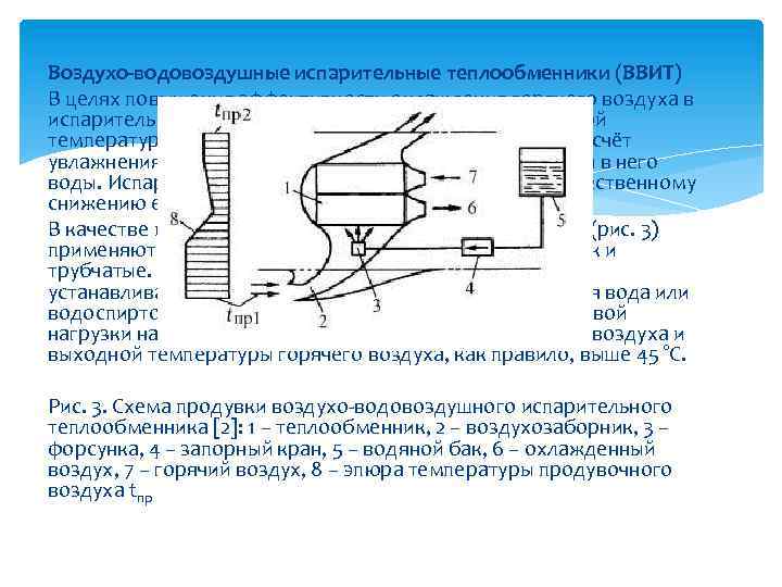 Воздухо-водовоздушные испарительные теплообменники (ВВИТ) В целях повышения эффективности охлаждения горячего воздуха в испарительных теплообменниках