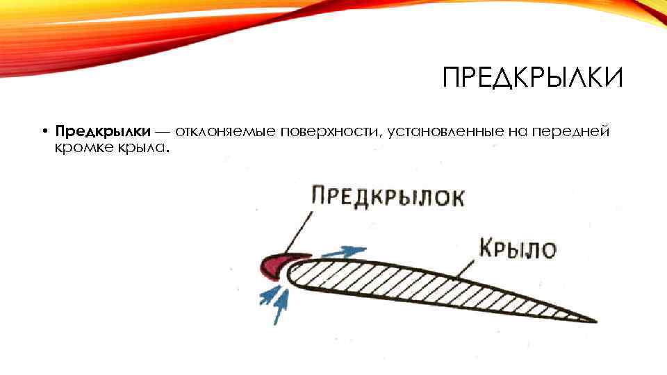 ПРЕДКРЫЛКИ • Предкрылки — отклоняемые поверхности, установленные на передней кромке крыла. 