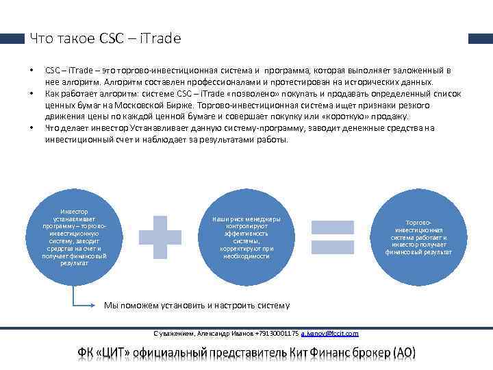 Что такое CSC – i. Trade • • • CSC – i. Trade –