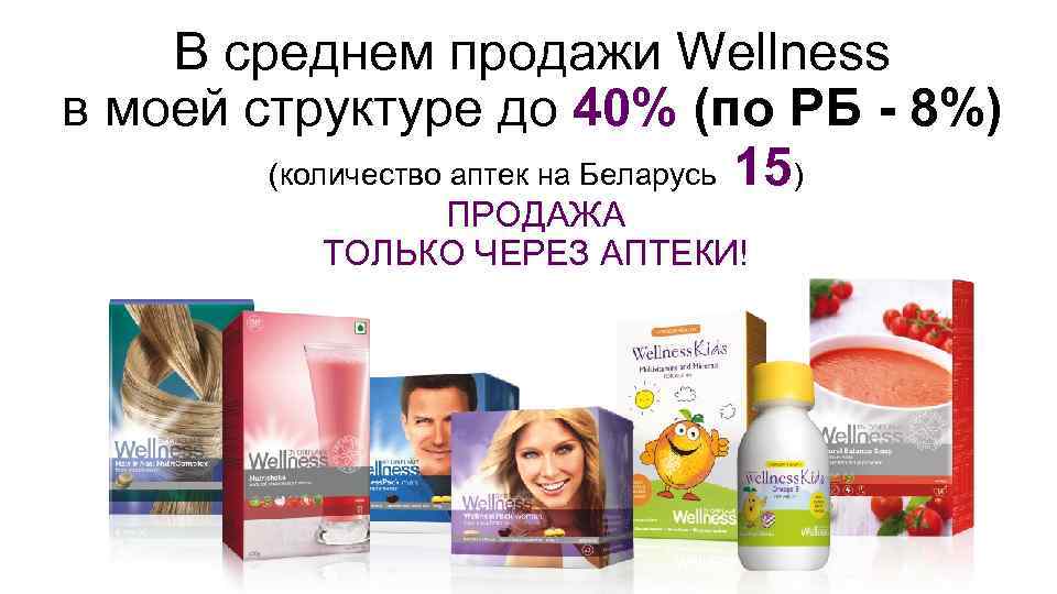 В среднем продажи Wellness в моей структуре до 40% (по РБ - 8%) (количество