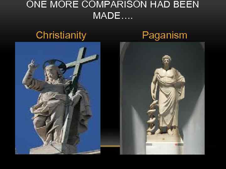 ONE MORE COMPARISON HAD BEEN MADE…. Christianity Paganism 
