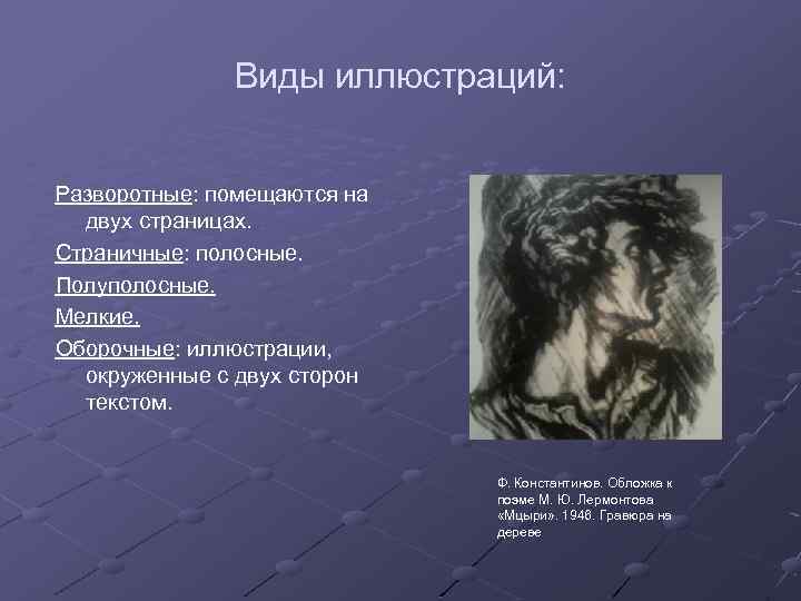 Виды иллюстраций: Разворотные: помещаются на двух страницах. Страничные: полосные. Полуполосные. Мелкие. Оборочные: иллюстрации, окруженные