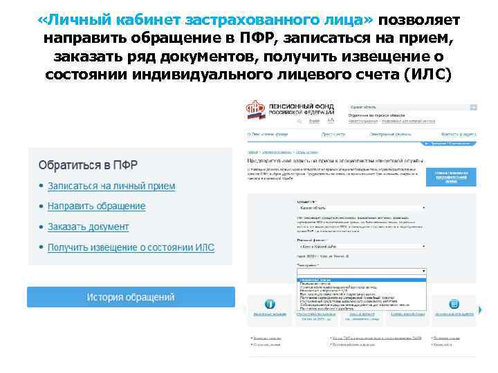 Пфр запись на прием. Личный кабинет застрахованного лица. Личный кабинетзастрхованого лица. Личный кабинет застрахованного лица ПФР. ПФР история обращений.