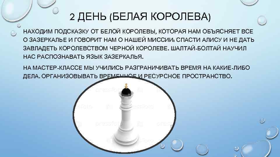 2 ДЕНЬ (БЕЛАЯ КОРОЛЕВА) НАХОДИМ ПОДСКАЗКУ ОТ БЕЛОЙ КОРОЛЕВЫ, КОТОРАЯ НАМ ОБЪЯСНЯЕТ ВСЕ О