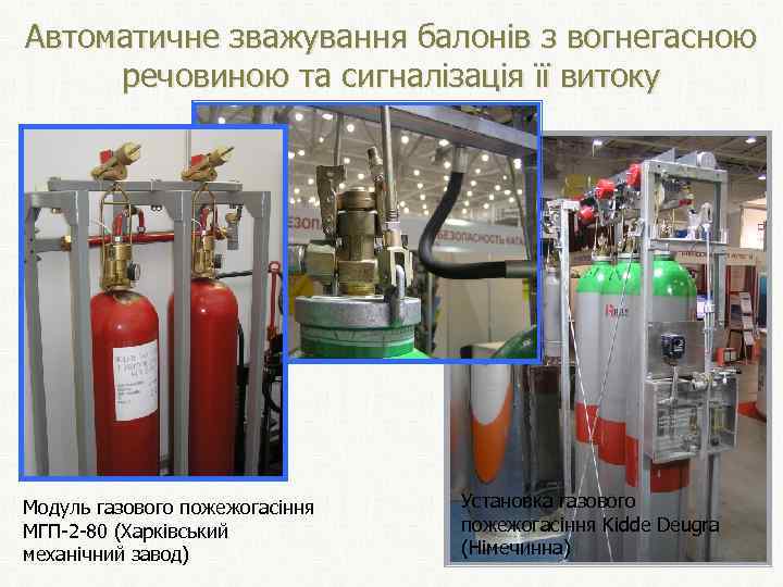 Автоматичне зважування балонів з вогнегасною речовиною та сигналізація її витоку Модуль газового пожежогасіння МГП-2