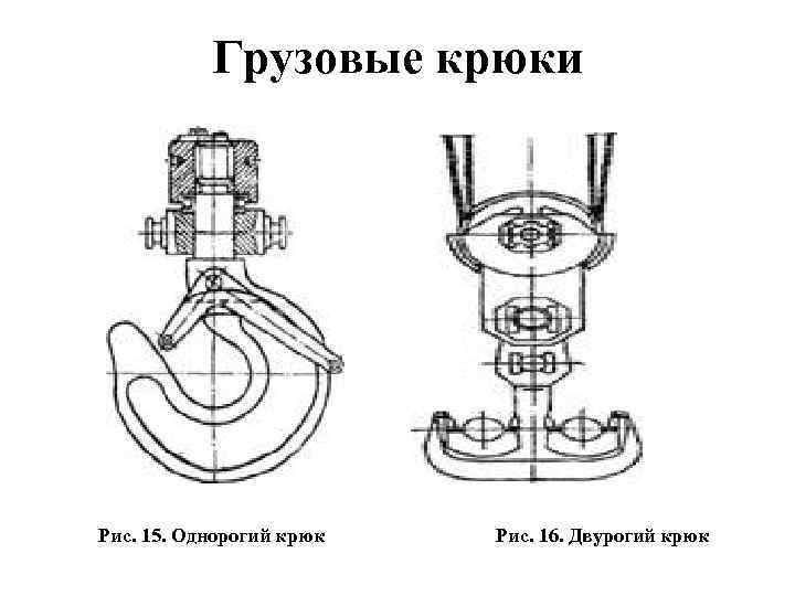 Грузовые крюки Рис. 15. Однорогий крюк Рис. 16. Двурогий крюк 