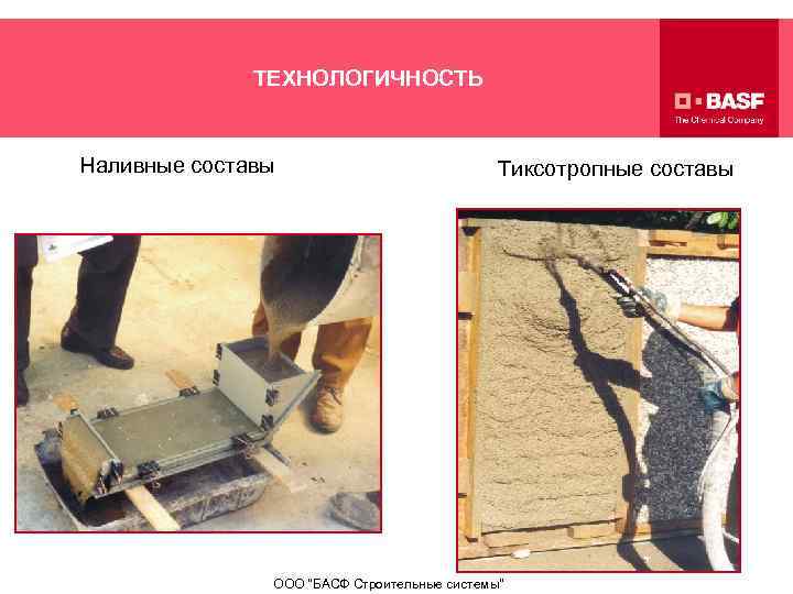  ТЕХНОЛОГИЧНОСТЬ Наливные составы Тиксотропные составы ООО 