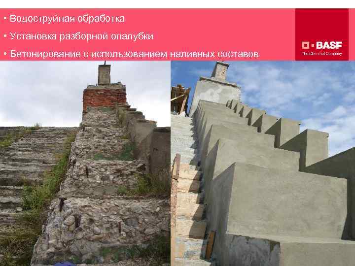  • Водоструйная обработка • Установка разборной опалубки • Бетонирование с использованием наливных составов