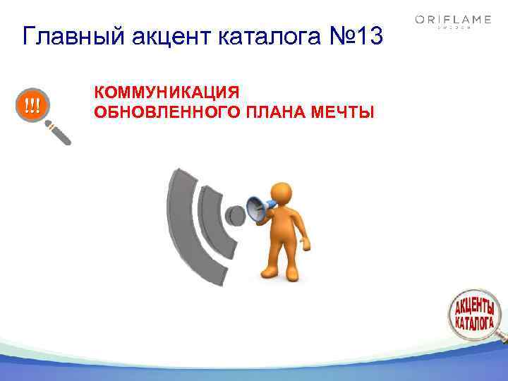 Главный акцент каталога № 13 КОММУНИКАЦИЯ ОБНОВЛЕННОГО ПЛАНА МЕЧТЫ 