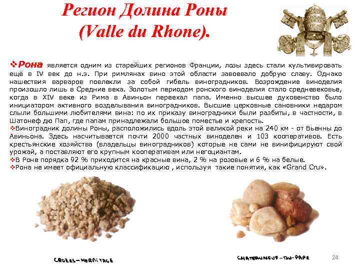 Регион Долина Роны (Valle du Rhone). v. Рона является одним из старейших регионов Франции,