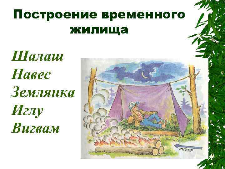 Построение временного жилища Шалаш Навес Землянка Иглу Вигвам 