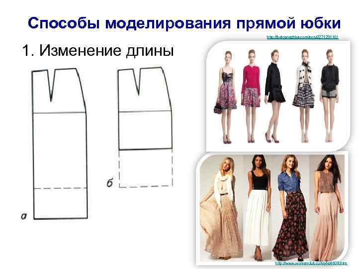 Способы моделирования прямой юбки http: //belosnezhka. com/post 227129110/ 1. Изменение длины http: //www. womenclub.
